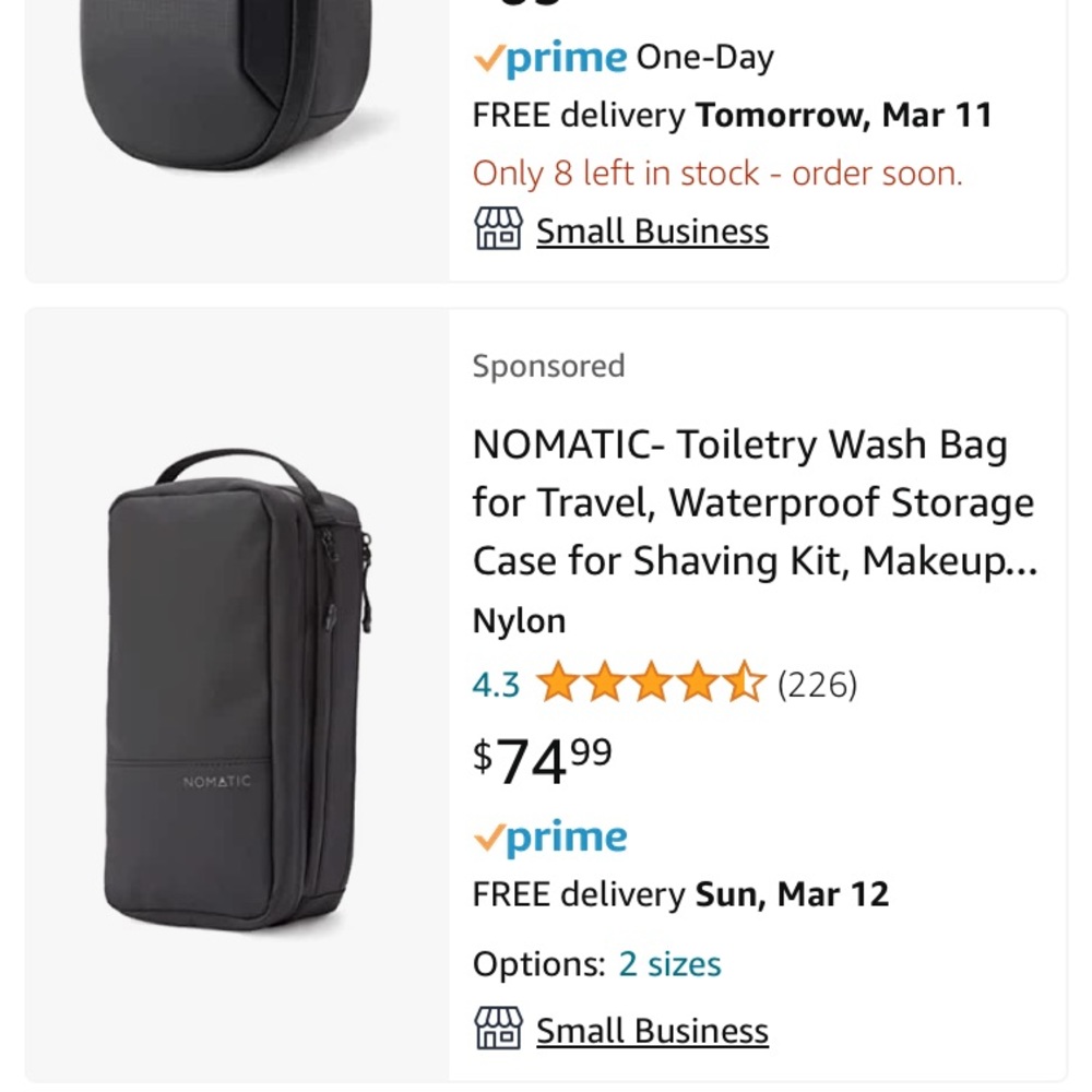 Nomatic toiletry travel  bag.